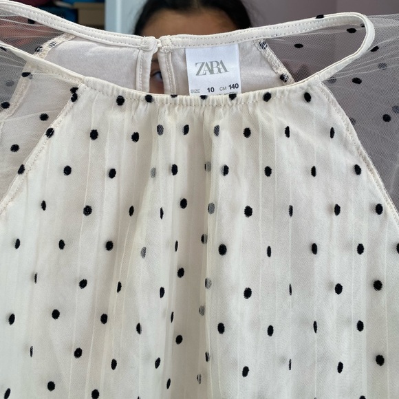 Sheer Sleeve Poka Dot Zara Shirt, sz 10 - Picture 2 of 3